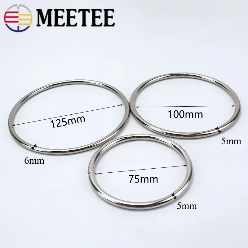 2Pcs Meetee O Ring Metal Bag Handle Buckles for Women Handbag Lock Decoration Clasp Handles Connect DIY Bags Part Accessories