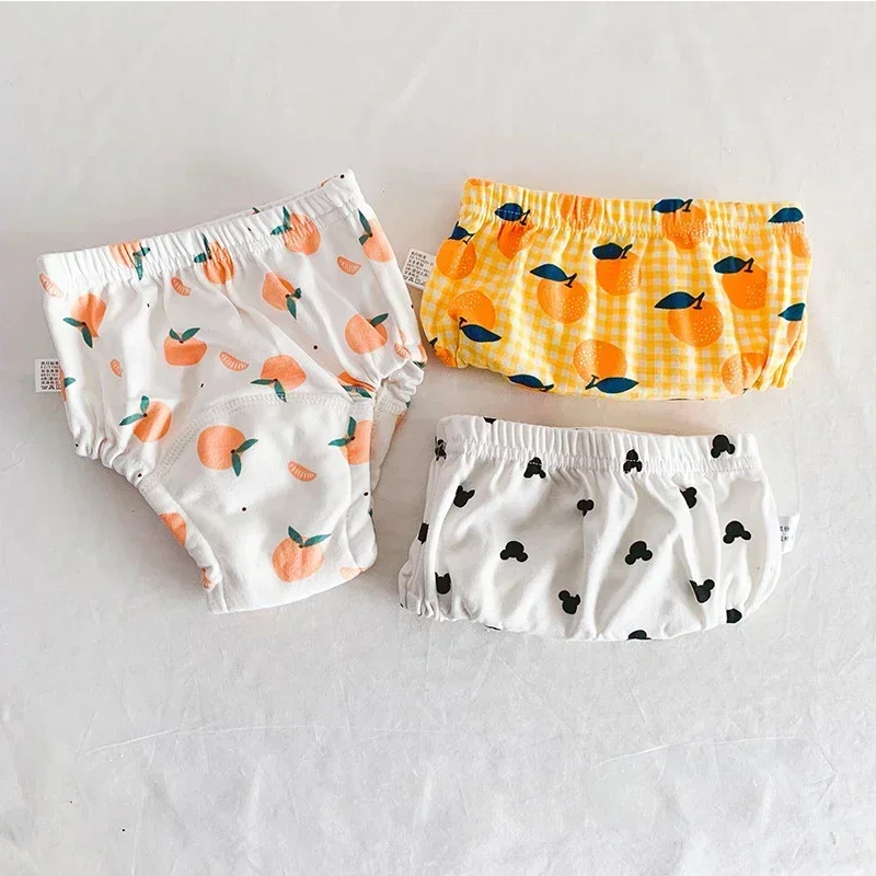 3 Pieces/lot Diaper Reusable Washable Cotton Elastic Waist Cloth Diapers 8-18KG Nappy Baby Training Pants 6 Layers Bebe Cloth