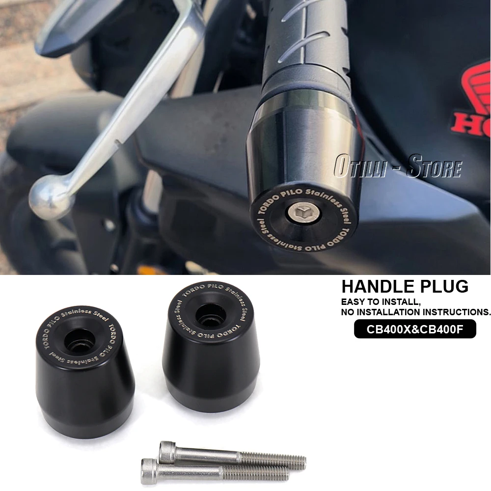 New motorcycle black/silver handle stem end heavy handlebar handle cover anti-vibration silver plug honda CB400X CB 400 x CB400F