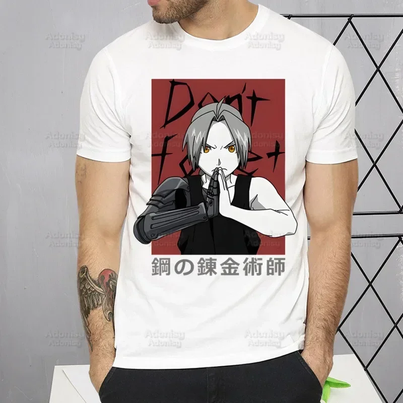 2024 Summer New Hot Full Metal Alchemist Graphic T-shirt Harajuku Style 3d Printed Men's T-shirt Large Size Loose Breathable Top