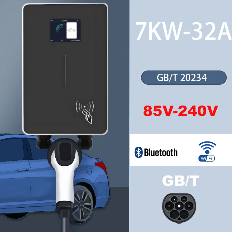 

JIGU GB/T 20234 1-фазная зарядная станция для электромобилей 7 кВт 32A Wallbox с управлением через приложение WIFI