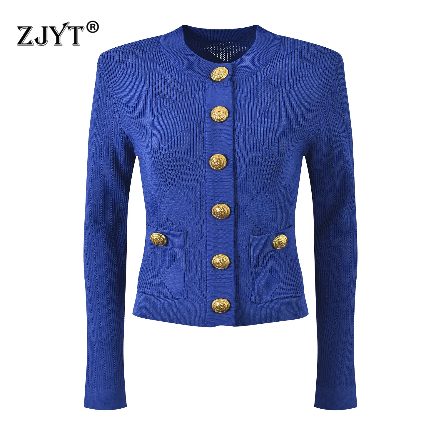 ZJYT Women's Buttons Cardigan Sweaters Autumn Winter Knitting Top Skirt Suit Long Sleeve Knitwears Jersey Elegant Party Outfit