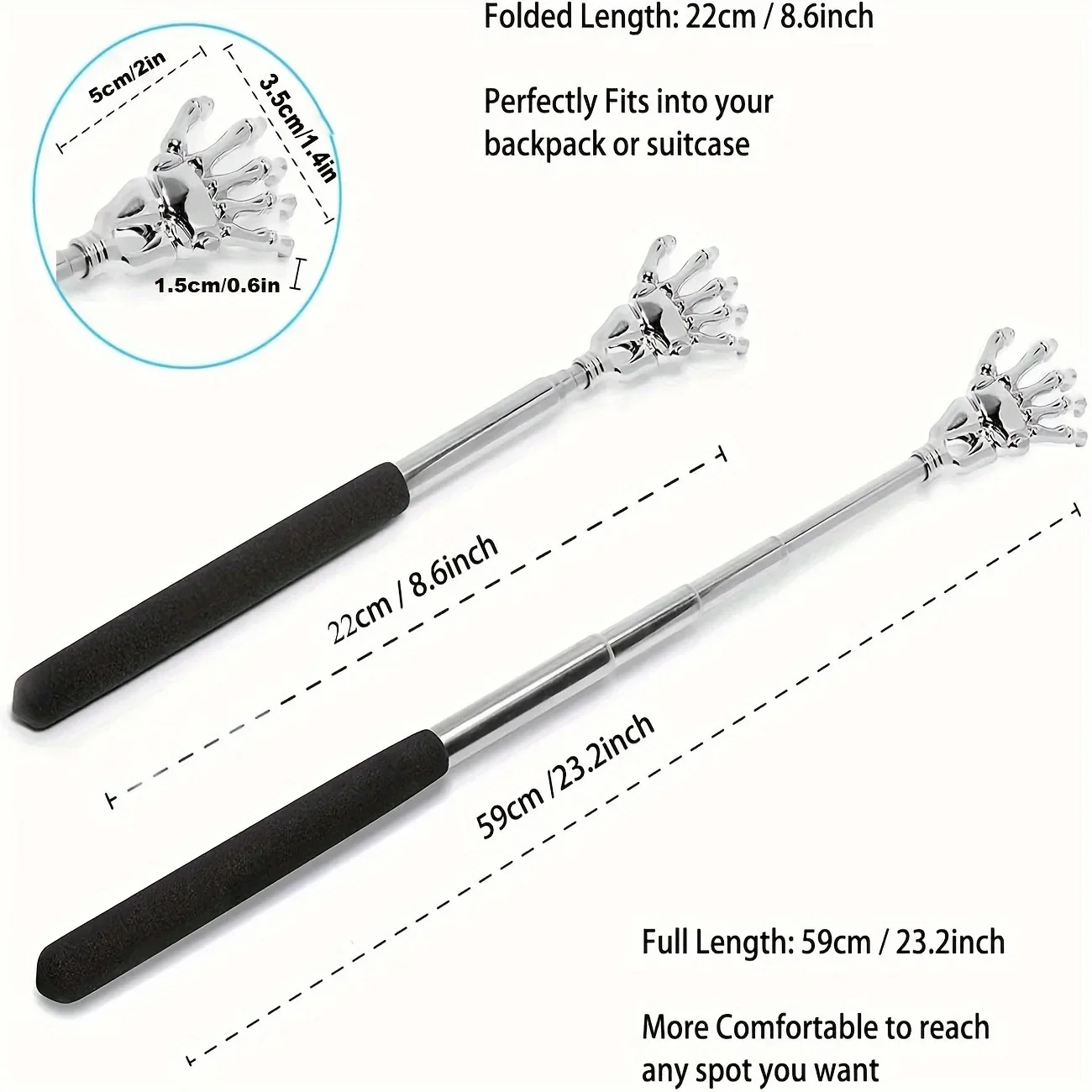Portable Stainless Steel Telescopic Back Scratcher Extendable Scratcher Back Massager Tool For Blood Circulation Relax Health