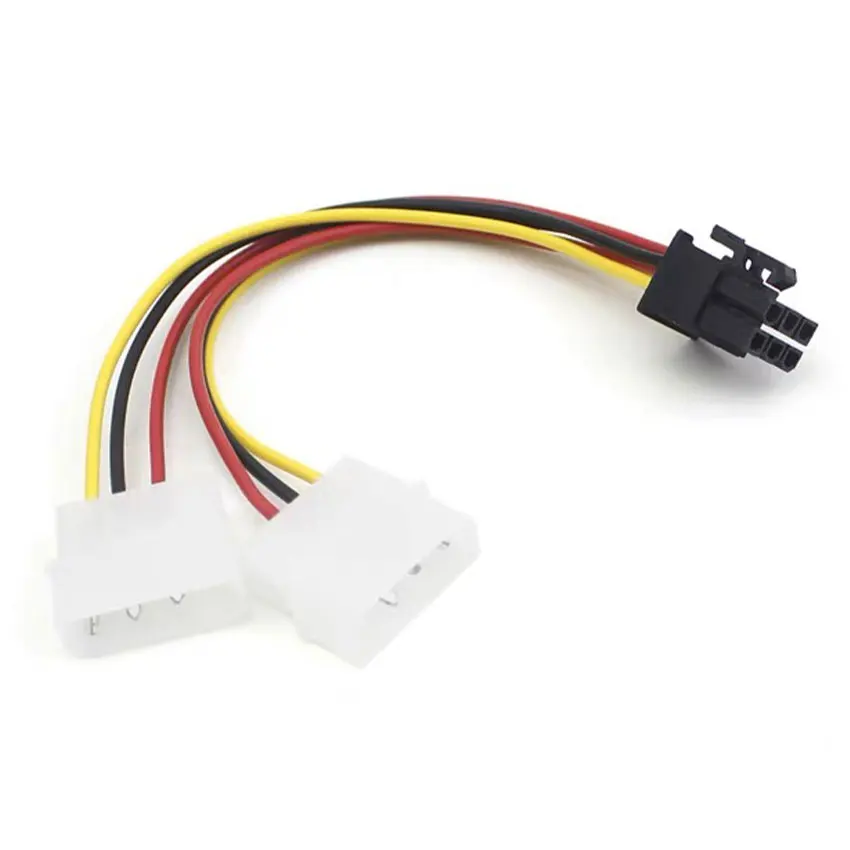 1-3pcs 2 IDE Dual 4pin Molex IDE Male to 6 Pin Female PCI-E Y Molex IDE Power Cable Adapter Connector for video cards