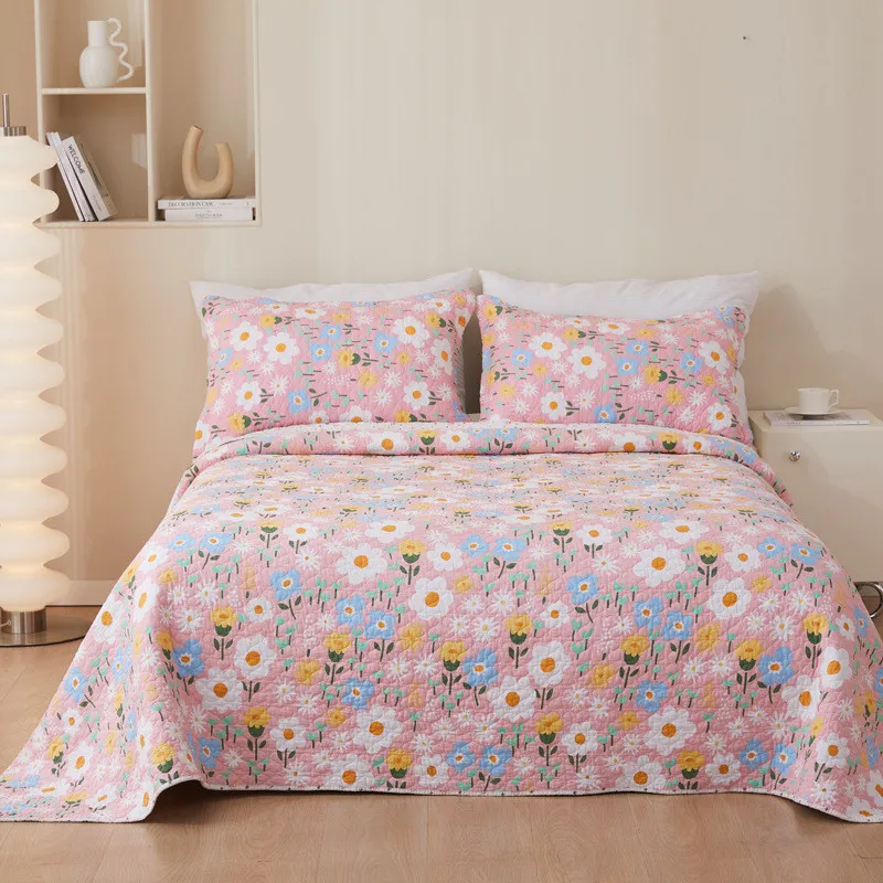 

Floral Bedspread on The Bed Linen Cotton Quilt Set 3pcs Home Quilted Blanket Coverlet All Season Double Bed Cover Mattress Cover