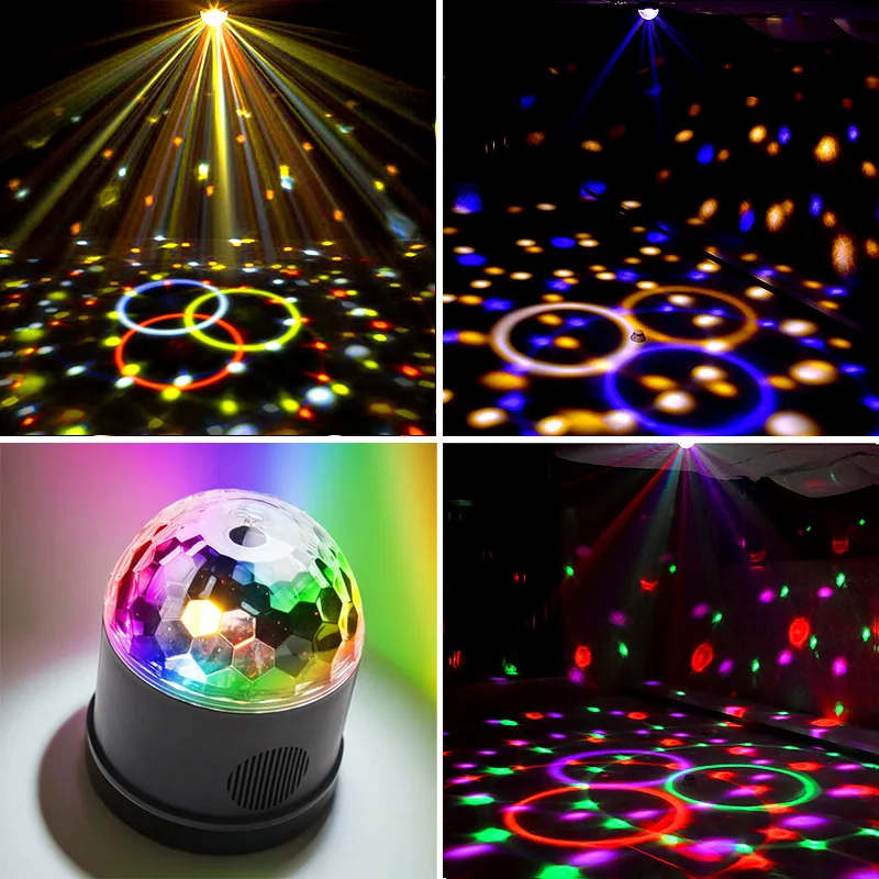 

Светодиодный хрустальный шар с голосовым управлением, USB, для сцены, диджеев, с дистанционным управлением, 9 цветов, для вечеринок, баров, караоке