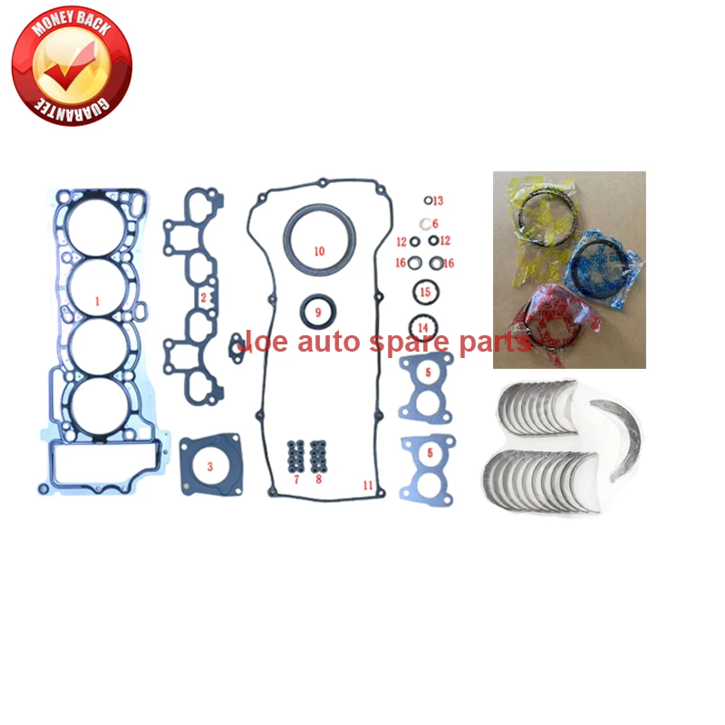 

QG18 QG18DE engine Full gasket set kit main connecting rod bearing piston ring for Nissan Almera Sentra Sunny 1.8 L 1769cc 2000-