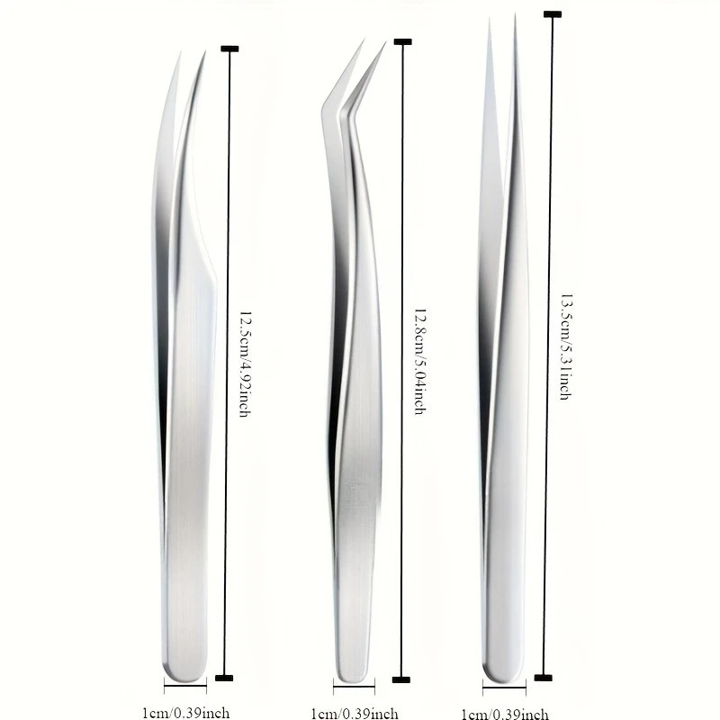 Set di pinzette professionali da 3 pezzi, strumenti per il trucco di nozze, kit di bellezza in acciaio inossidabile di precisione strumento per l'estensione delle ciglia per donna