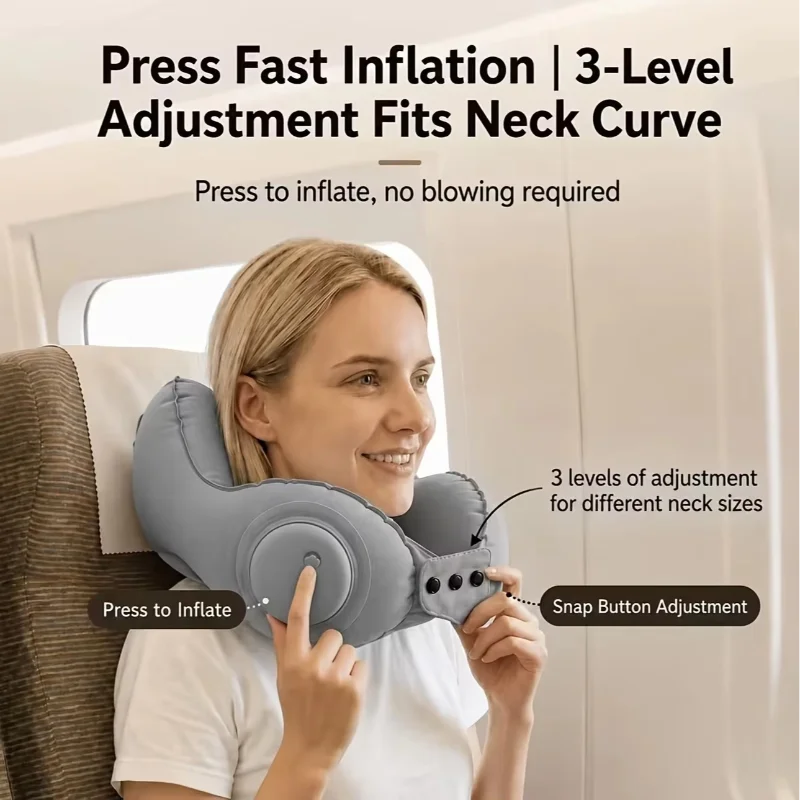 Travel Accessories Pillow - Bantal Perjalanan Tiup Bentuk U Crown,
