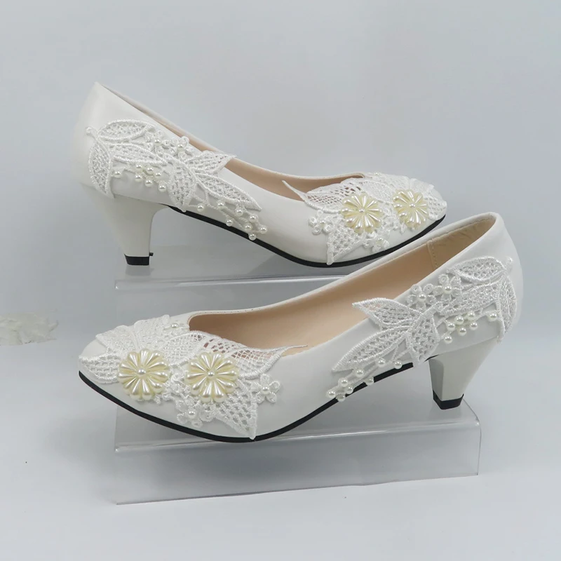 Ankle Strap Lace-Up Flower shoes womens wedding shoe High heel shoes Thin heel round toe shoes for woman Bridesmaid Shoe view 2