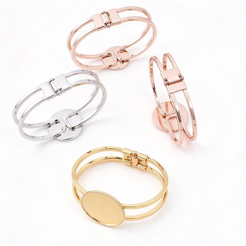 BoYuTe (5 Pieces/Lot) Metal Brass Bracelet Blanks Adjustable Cuff Bangle Settings DIY Jewelry Making Components