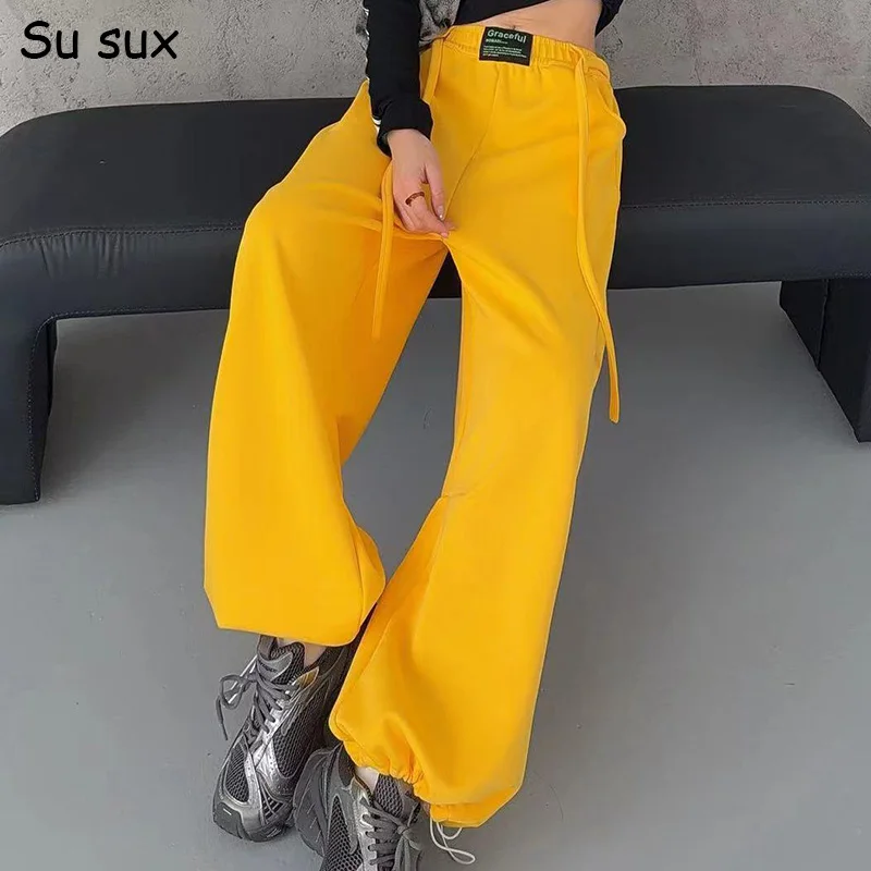 

Повседневные однотонные брюки на шнурке, женские зимние флисовые утолщенные спортивные штаны большого размера, японские корейские модные спортивные штаны, Vestidos