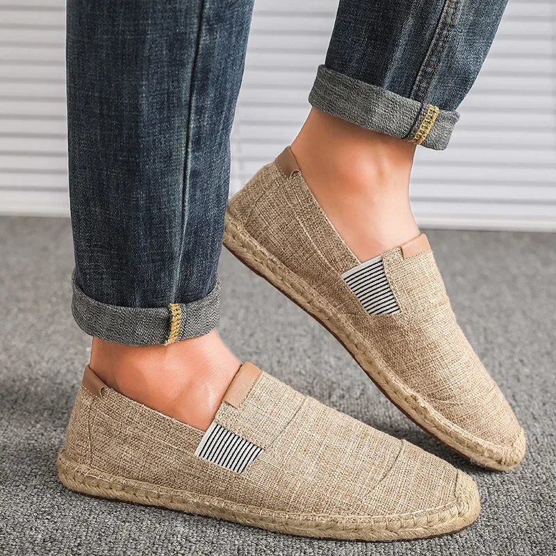 Mens Shoes Casual Male Breathable Canvas Shoes Men Chinese Fashion 2021 Soft Slip On Espadrilles For Men Loafers Driving Shoes