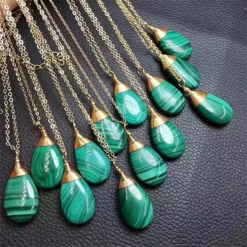 

Natural Malachite Teardrop Pendant Fashion Women Healing Jewelry Gemstone Crystal Charm Choker Necklace Gift 1PCS