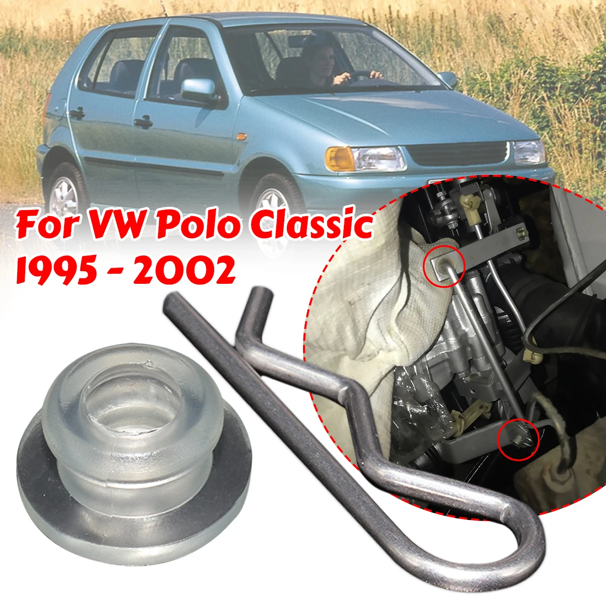 2Pc For VW Polo Classic 1995 - 2002 Gear Shift Lever Bush Linkage bearing Securing Spring Clip MT Gearbox Shifter Rod Selector