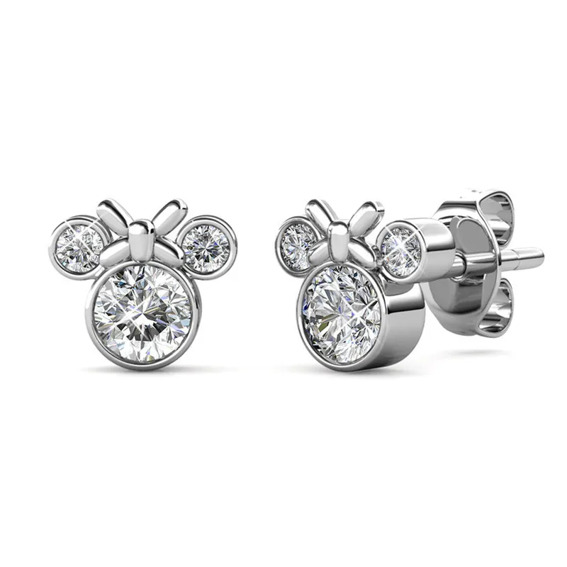 

Daisini серьги-гвоздики с натуральными кристаллами Swarovski Mouse для девочек, модные ювелирные аксессуары, женский кулон, милый день рождения