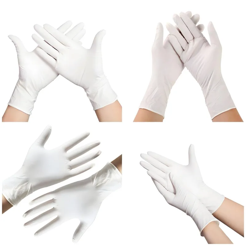 50PCS White Nitrile Gloves Disposable Household Cleaning Nitrile Gloves Suitable for Food Processing Beauty Hairdressing Tools