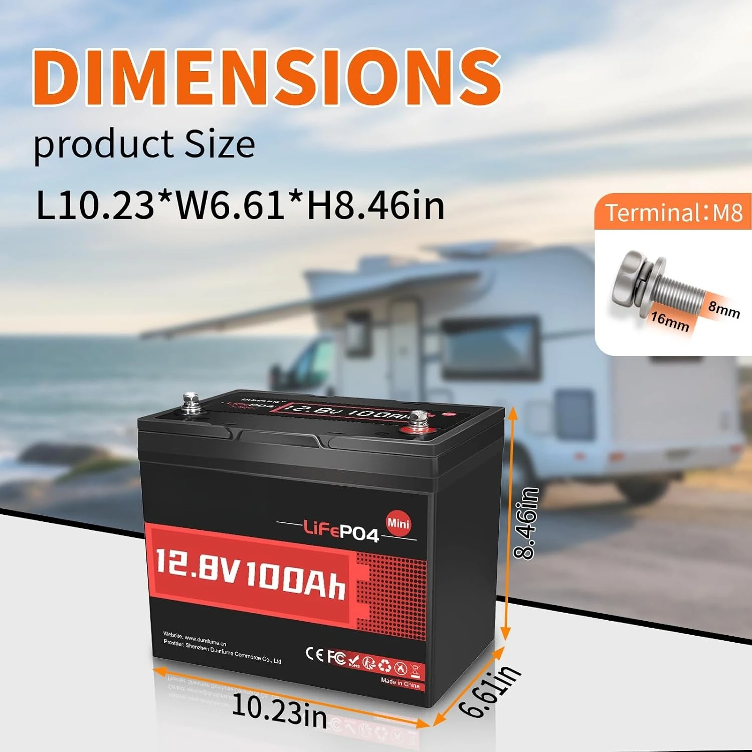 12V 100Ah Mini LiFePO4 Battery group 24 lithium battery | With 100A BMS Low-Temp Protection 1280Wh for RV, IP65 for, Customized