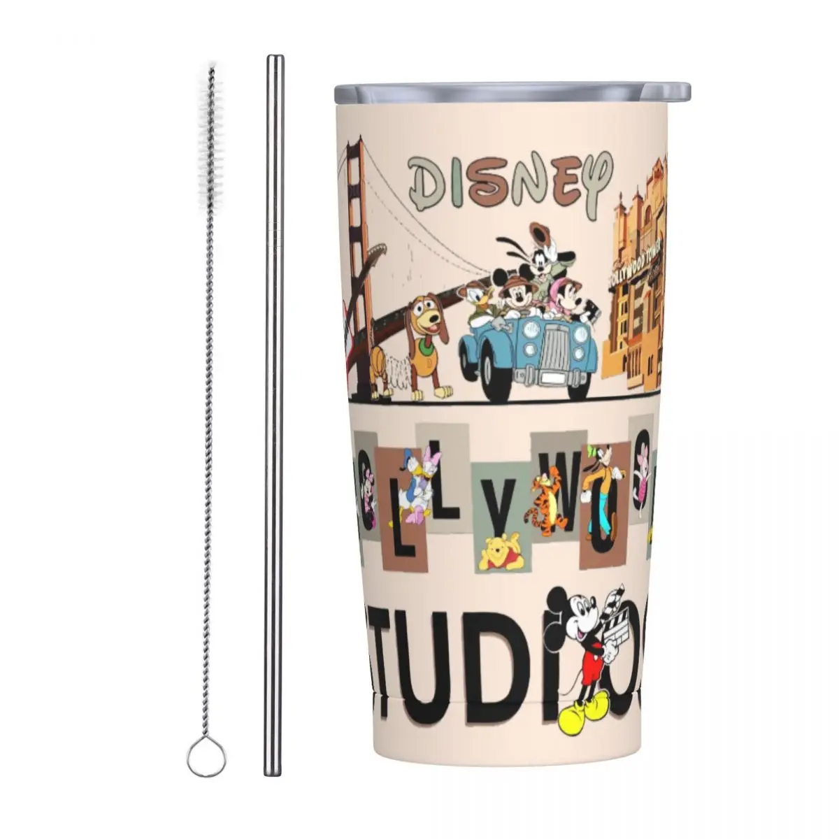 Minnie Mickey Mouse Cartoon Tumbler 20oz Stainless Steel Vacuum Insulated Donald Duck Cups Goofy Mugs With Straw