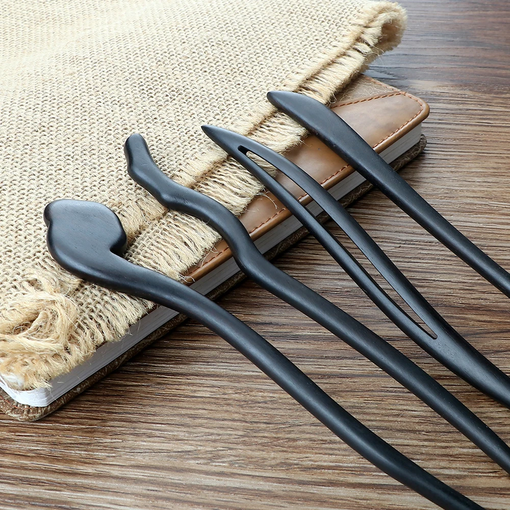 Retro Style Hairpins Simple Natural Black Sandalwood Hair Sticks Women Girls Chopstick Hair Clips Pins Jewelry Hair Accessories
