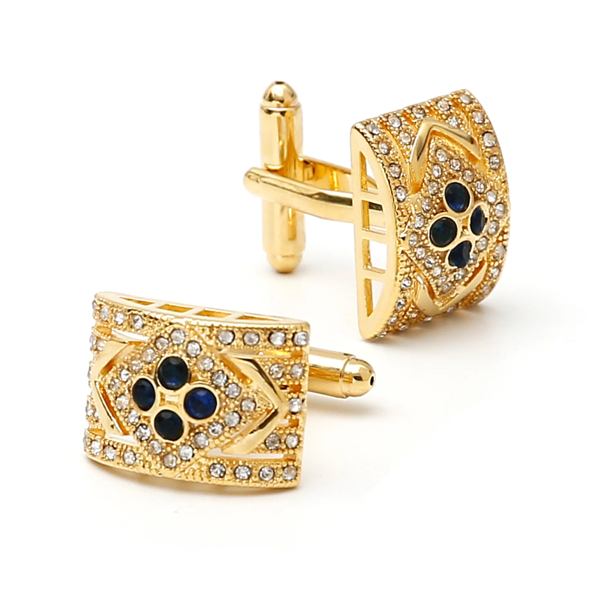 Fashion Men's Cufflinks Light Luxury Inlaid with Black Zircon Brass Material Shirt Buttons Wedding Party Clothing Jewelry