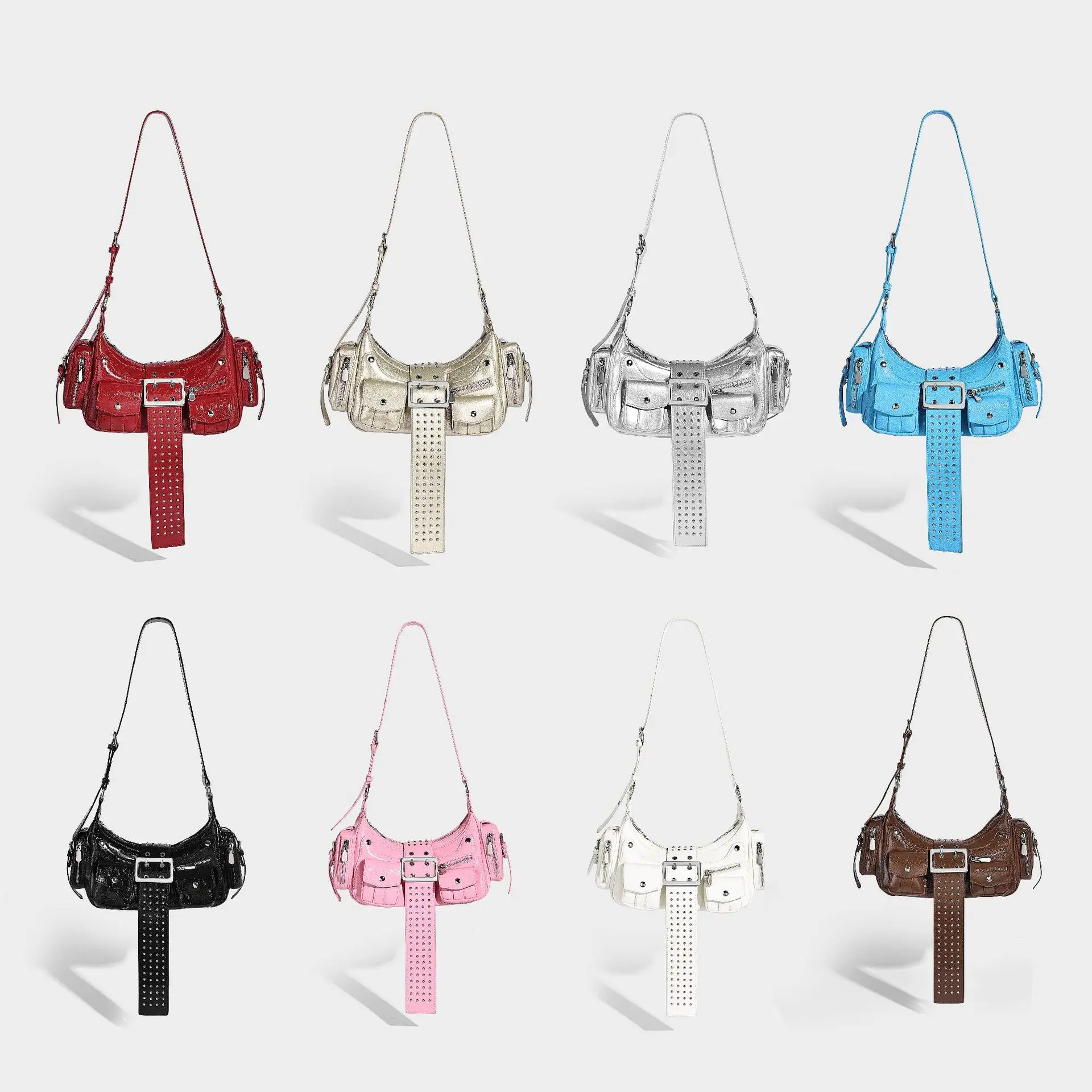 2026 Trendy Single Shoulder Underarm Bag - Cool Punk Style Lady Bag - Versatile Leather Buckle Clasp Handbag