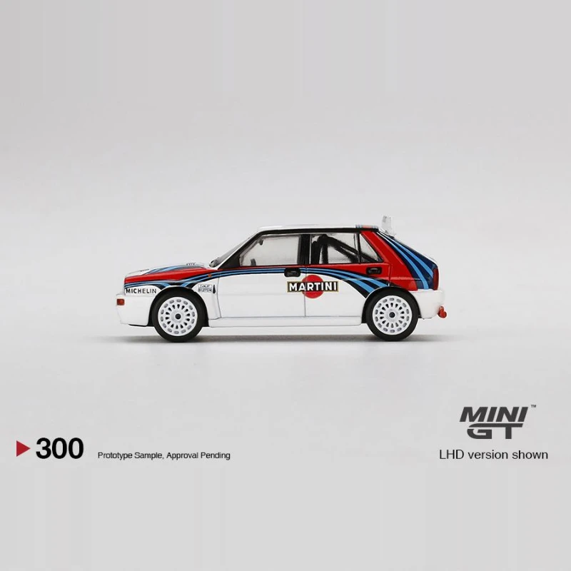 MINIGT 1:64,300 #   Modelo em miniatura de rolo de liga Lancia Martini, decoração para adultos, brinquedo para meninos, presente de aniversário infantil, colecionável