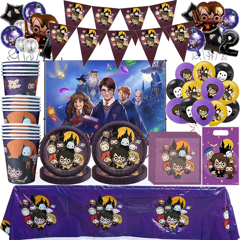 

Cartoon Magic Theme Magic Potter Boys and Girls Birthday Party Decorative Tableware Set Children's Toys Baby Shower Party Suppli