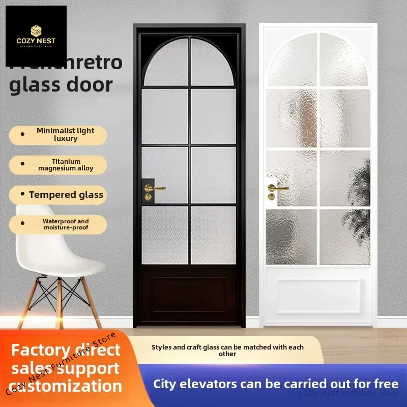 

Customized size, contact customer service before purchase French bathroom door package installation retro old iron door toilet s