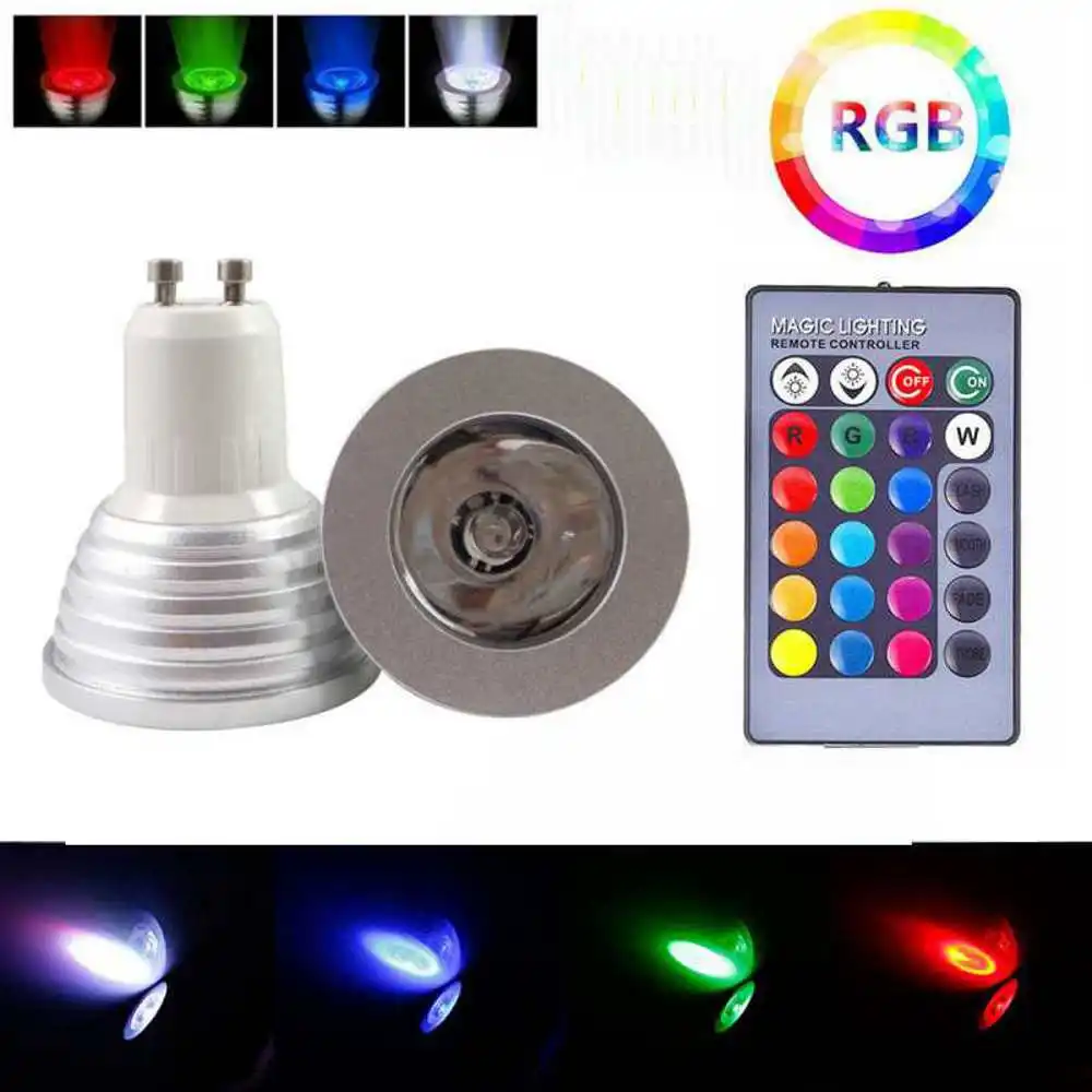 GU10 Dimmable Remote Control LED RGB Spotlight Bulbs 5W Home Decoration Color Holiday Magic Holiday RGB Lighting+Remote Control