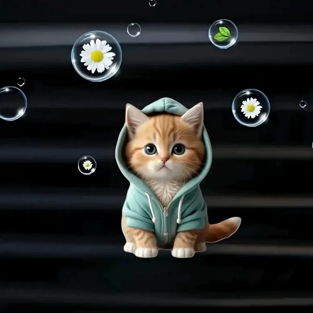 Hoodie Kitten - Clip de Ventilación para Coche, Decoración Aromática, Accesorios Acrílicos