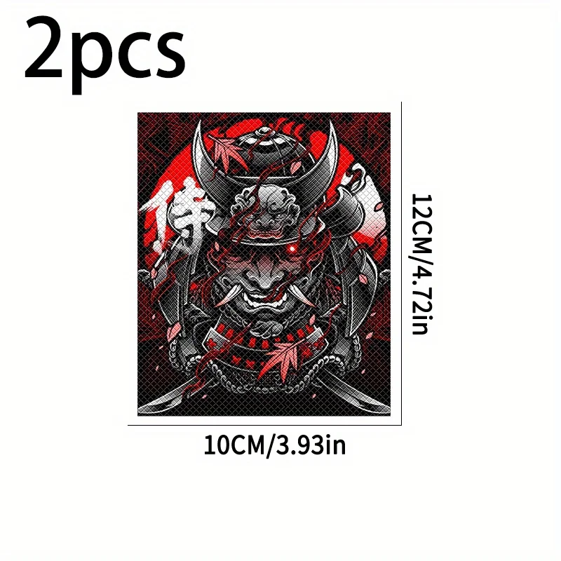 2Pcs 2D Flat Samurai Handlebar Vinyl Sticker, Waterproof Decal for Motorcycle Bike ATV Dirt Bike Decor, Holiday Gift