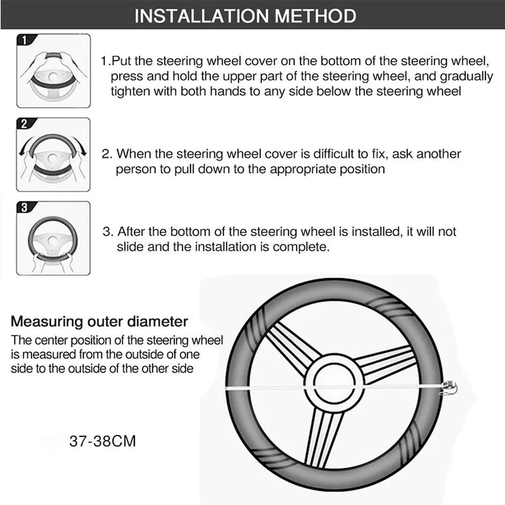 Universal Auto Steering wheel Cover for Peugeot 206 307 406 407 207 208 308 508 2008 3008 4008 6008 301 408