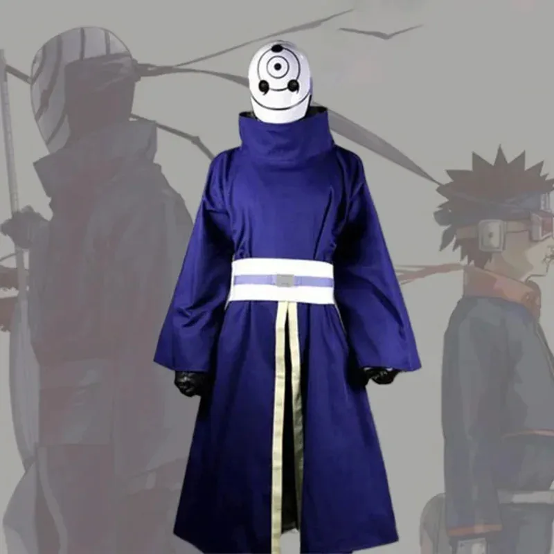 Shippuden Uchiha Obito/Madara Косплей Костюм Хэллоуин Карнавал Ниндзя Боевой Костюм Синее Кимоно Без Маски На Заказ ujfj