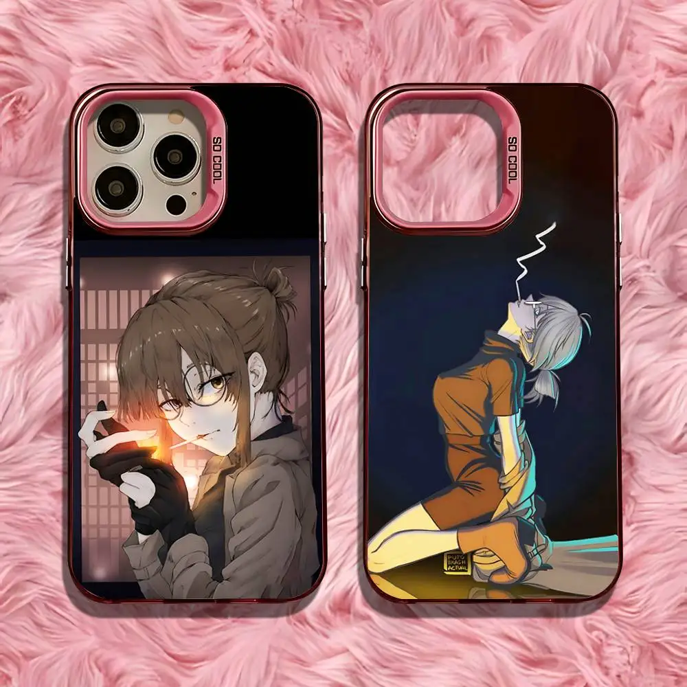 

Kyouko Mejiro Smoking Phone Case For iPhone 16,15,14,13,12,11,Pro,Max,Plus,Mini,SE Anti Fall Pink Matte Hard Bumper