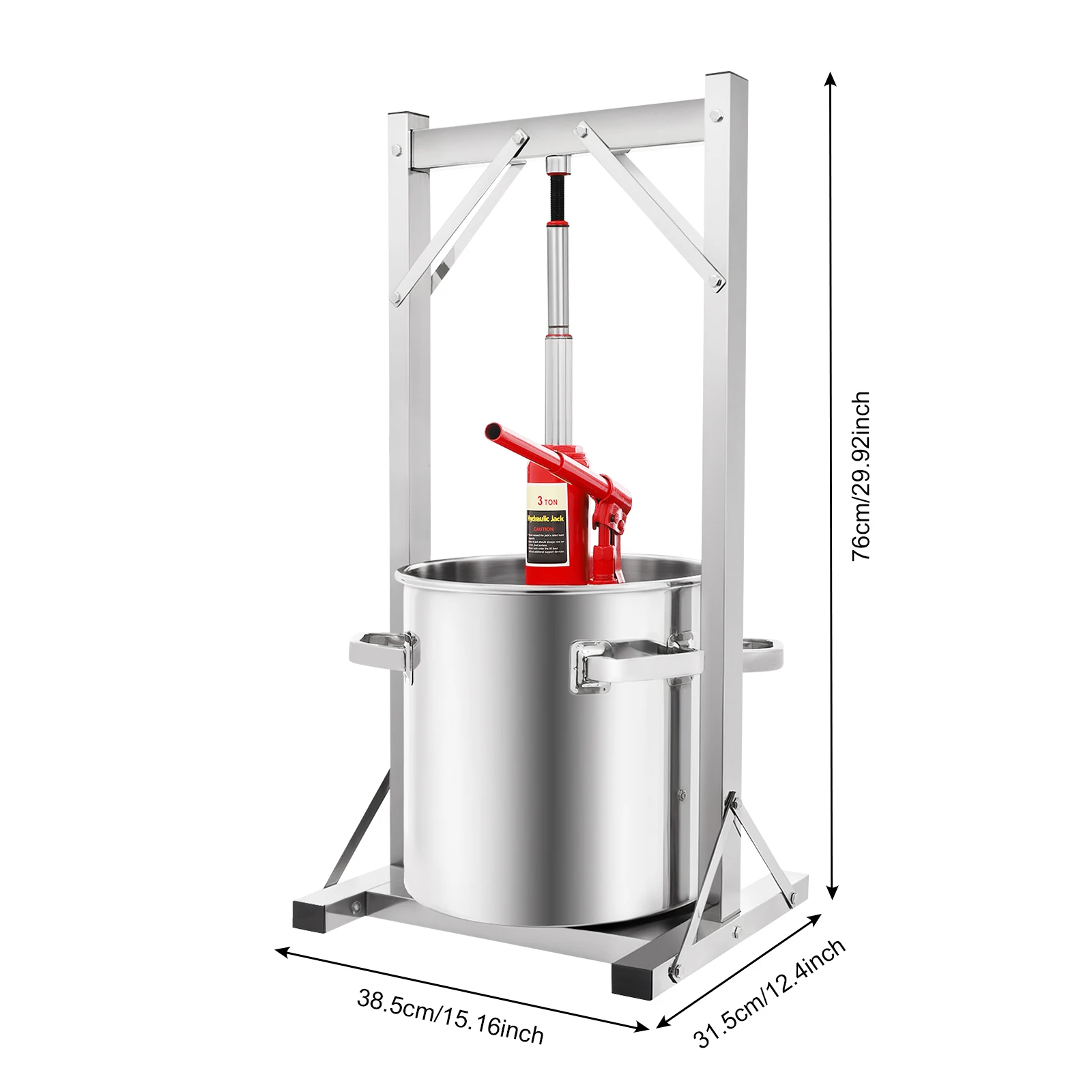 3T 22L Fruit Wine Press Machine 304 Stainless Steel Hydraulic Jack Press Extractor Fruit Crusher for Wine Cheese Vanilla