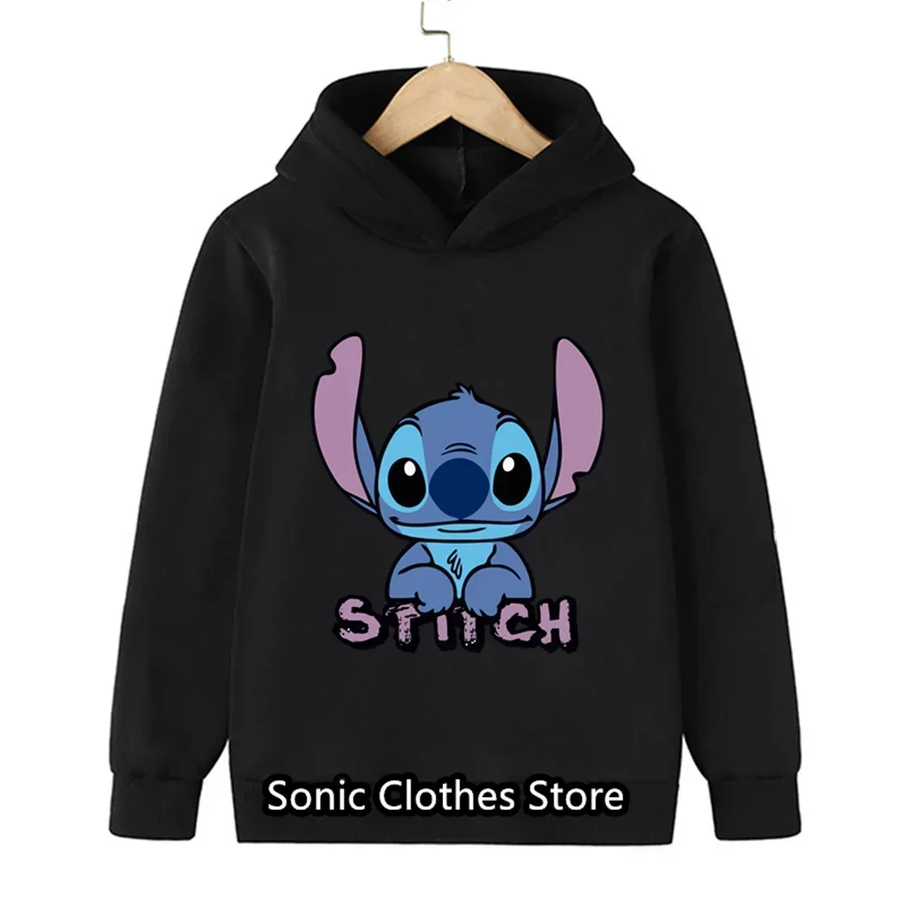 Kawaii Lilo Stitch Hoodie Kids Clothes Girls Clothing Fashion Baby Boys Clothes Autumn Warm Stitch Sweatshirt Children Tops