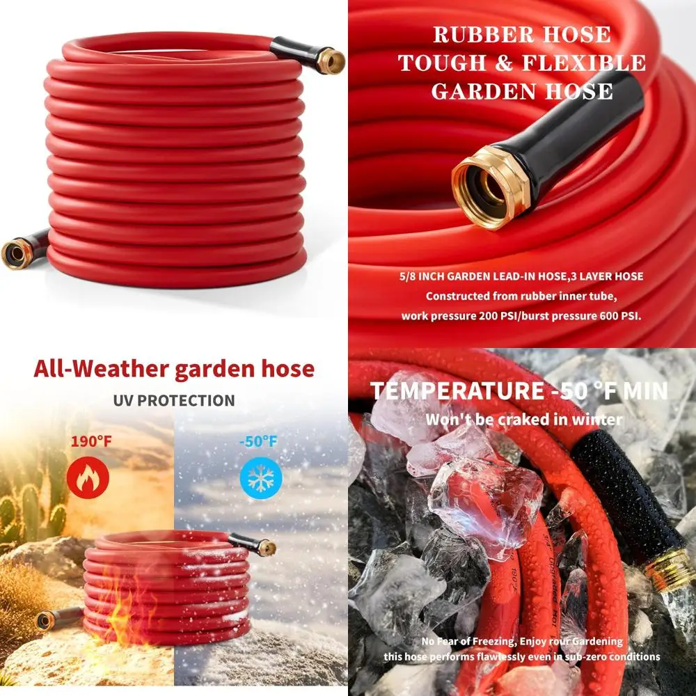 

Гибкий шланг для горячей/холодной воды длиной 100 футов и 5/8 с выпуклым давлением на квадратный дюйм, легкий и прочный для использования на открытом воздухе