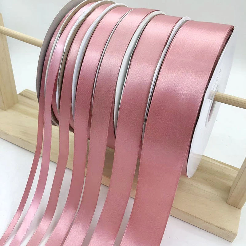 Cinta de satén de malva para decoración navideña, lazo hecho a mano, tela de costura, 6/10/15/20/25/38/50mm, 5 yardas por lote
