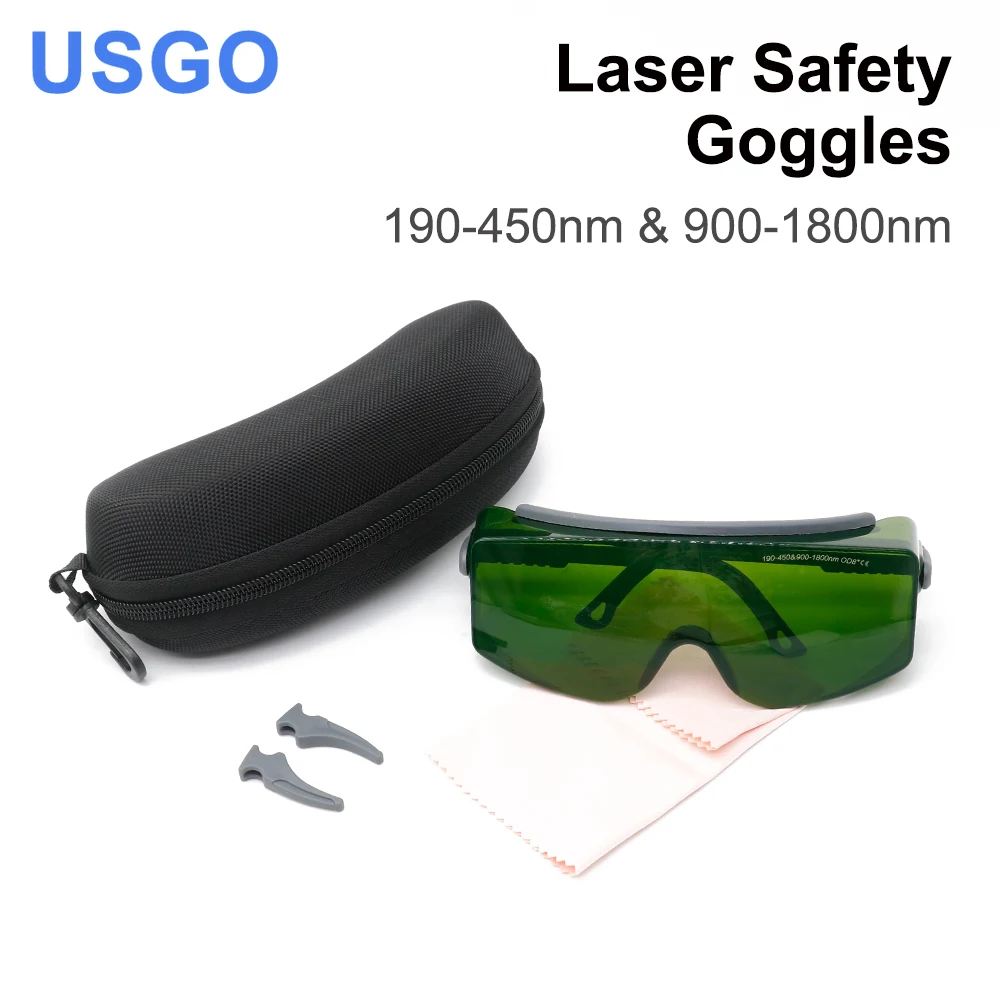 

Защитные очки USGO Лазерные защитные очки 190-450 нм и 900-1800 нм OD8+ CE для оптоволоконной лазерной маркировки и резки