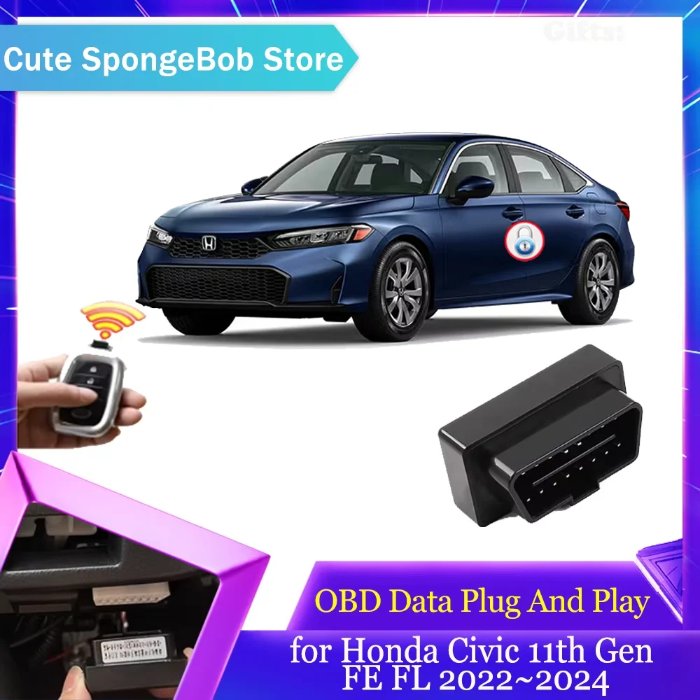 Car OBD Data Module for Honda Civic 11th Gen FE FL 2022~2025 2023 2024 Auto Flashing Lock Door Unlock Plug And Play Accessories