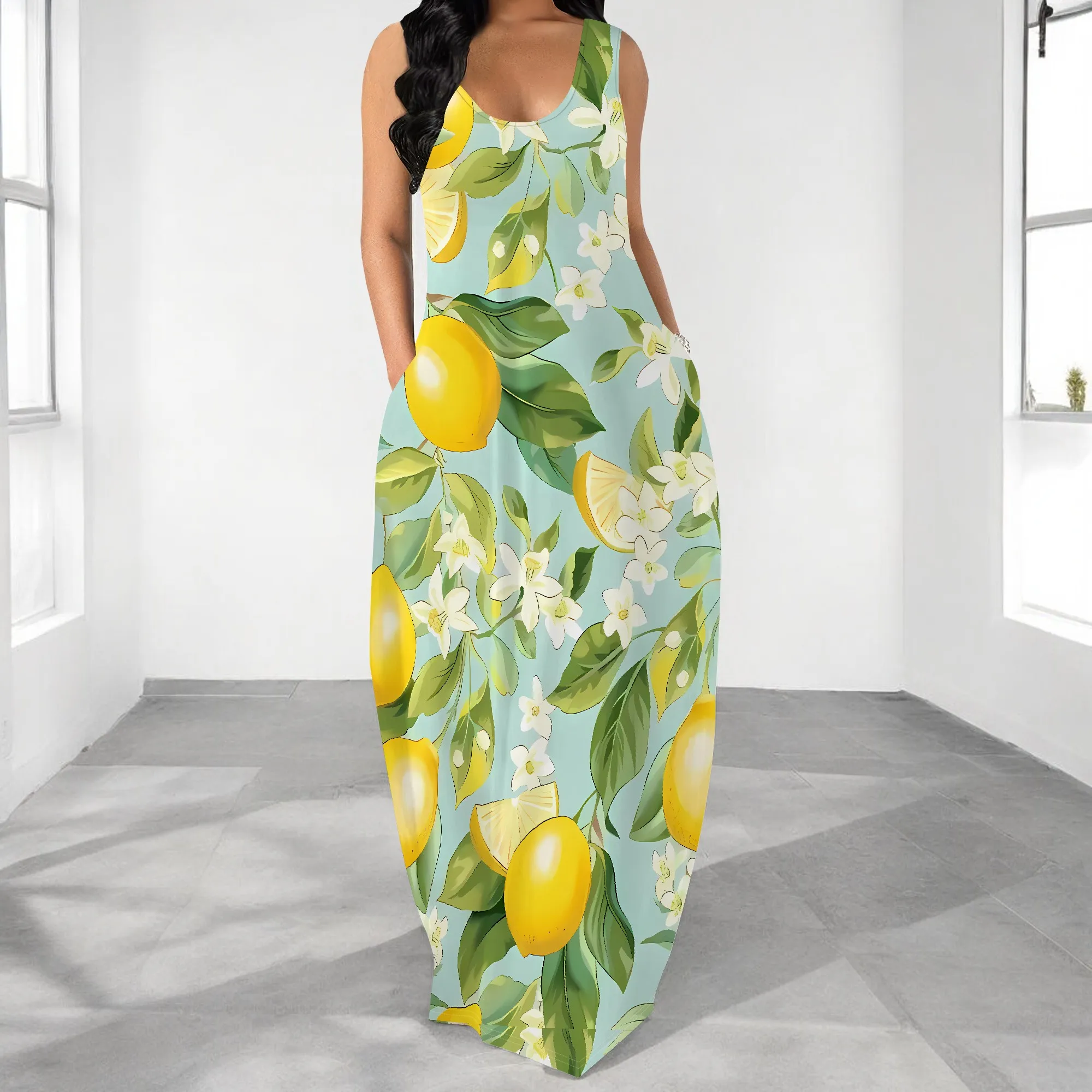 

Plus Size Sleeveless Maxi Dress Women Summer Casual Beach Long Dress Vacation Outfit