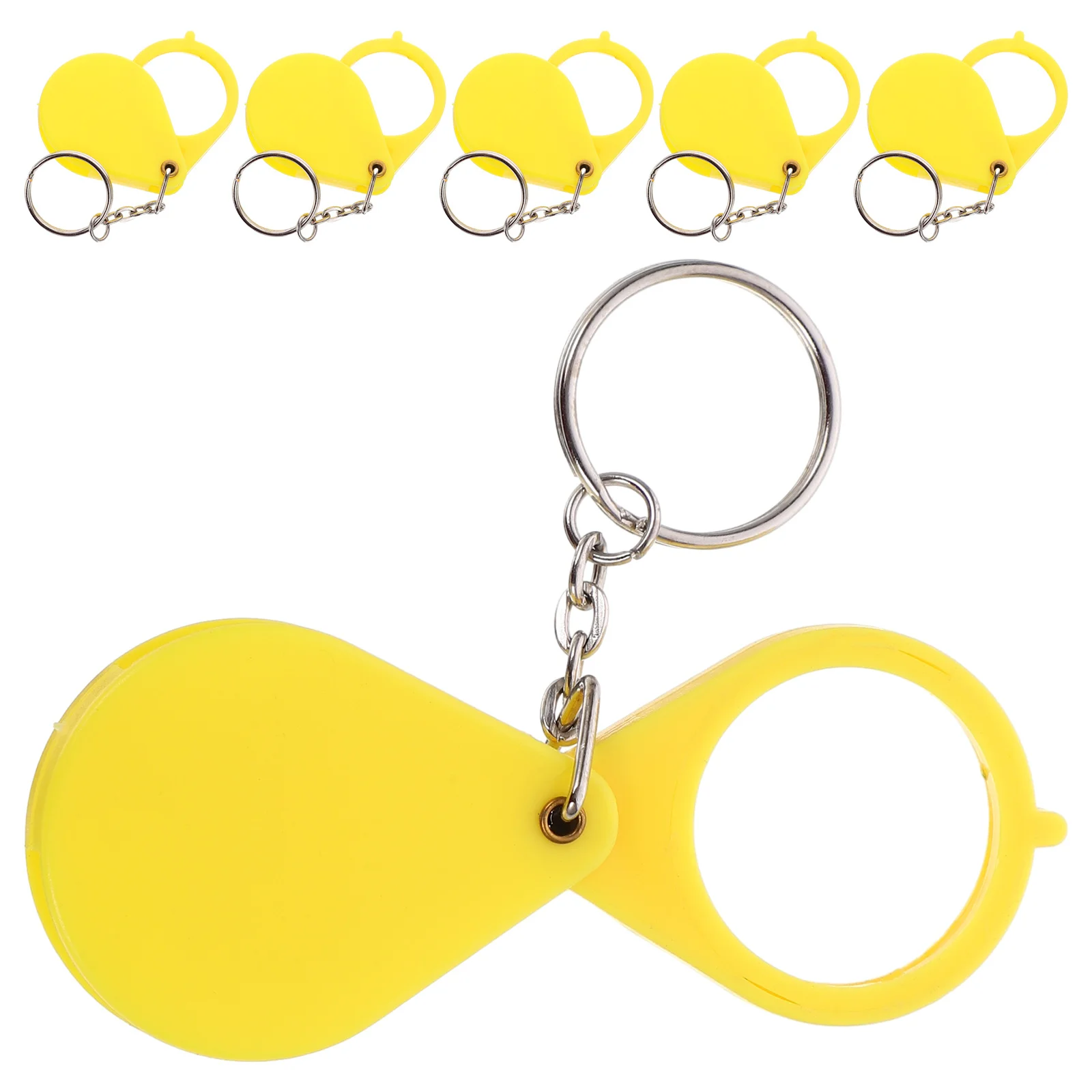 

6pcs Pocket Magnifier Foldable Mini Magnifying Glass Keychain Led Portable Reading Tool For Jewelry Inspection Handheld