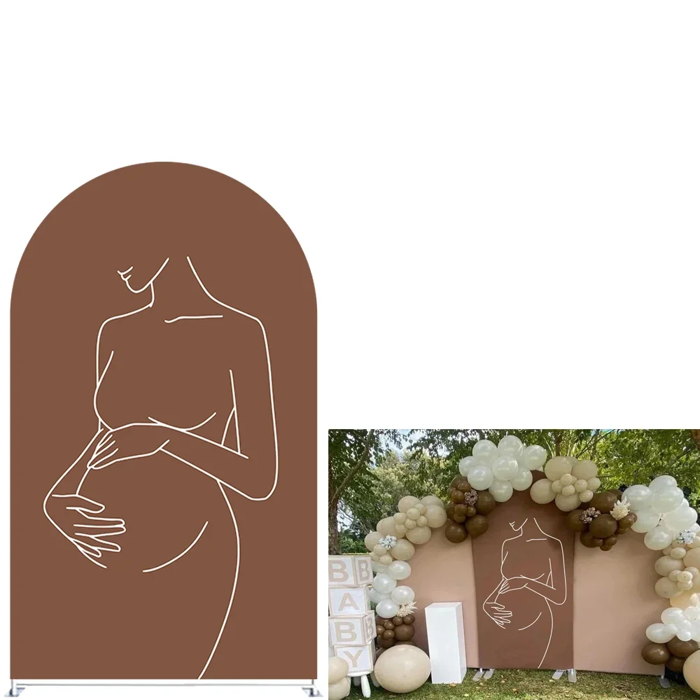 

Brown Pregnant Women Double Sided Arch Backdrop Covers for Pregnant Women Parties, Newborn Photograph Decoration Props