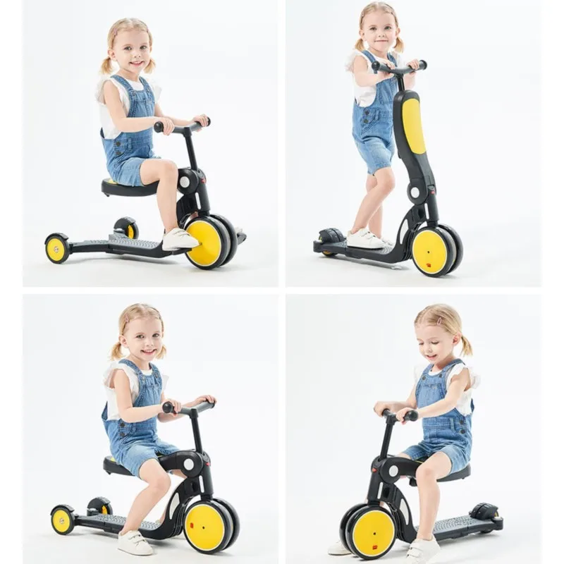 5-in-1 multifunctionele kickboard-scooter 1-3-6 jaar oude kinderen duwscooter buiten verstelbare balans fiets driewieler