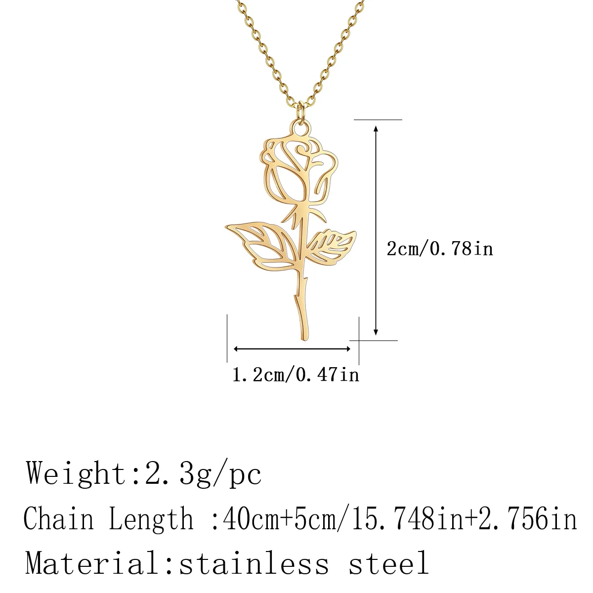 Kinitial Stainless Steel Necklace Flower Charms Chain Rose Flower Pendant Necklaces For Women Female Collares Gifts Para Mujer