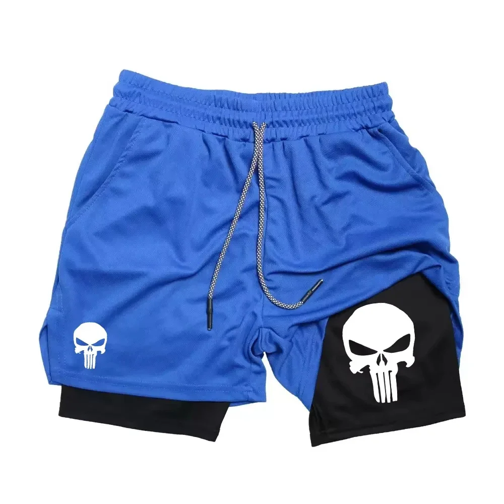 2026 popular 2-in-1 men's sports shorts, sports quick drying shorts with phone pocket, summer gym fitness running shorts