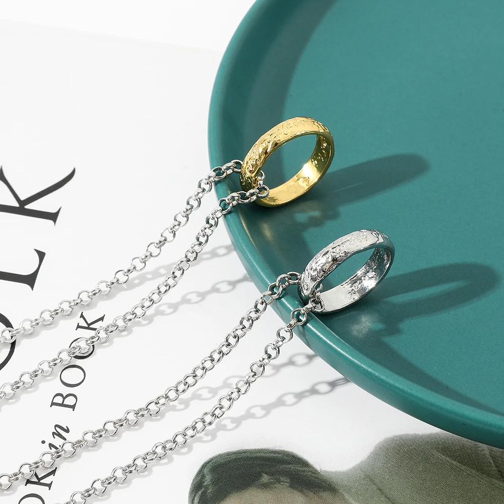 Lord of the Rings Cosplay Costume Ring Necklace Set Fashion Simple Style Pendant Accessory Gift for Outfit Themed Parties view 4