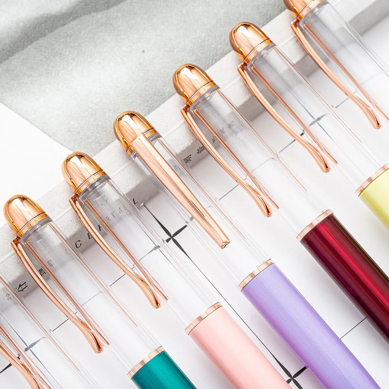 50PCS Custom Logo DIY Empty Tube Floating Ballpoint Pen Favorite Liquid Sand Pen Gifts School Supplies Stationery Signature Pen
