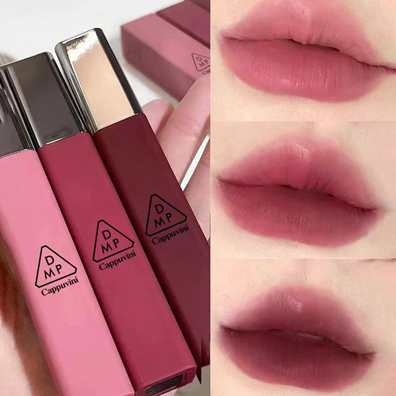 Cappuvini batom fosco de veludo, hidratante, suave, de longa duração, copo antiaderente, fácil de aplicar, maquiagem, brilho labial feminino